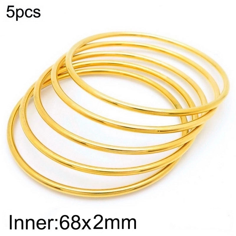 304 Stainless Steel 18K Gold Plated Minimalist Round Solid Color Bangle