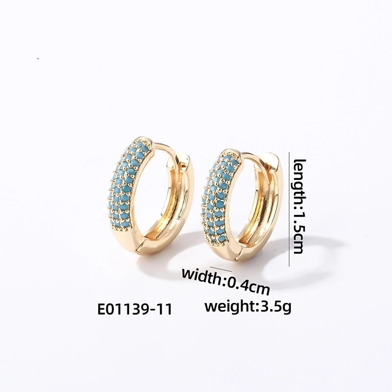 1 Pair Casual Modern Style Round Inlay Copper Zircon K Gold Plated Rhodium Plated Earrings