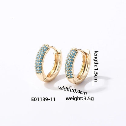1 Pair Casual Modern Style Round Inlay Copper Zircon K Gold Plated Rhodium Plated Earrings