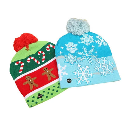 Christmas Decoration Knitted Christmas Hat LED Light Cap Adult And Children Cartoon Glowing Christmas Hat Christmas Hat For The Elderly