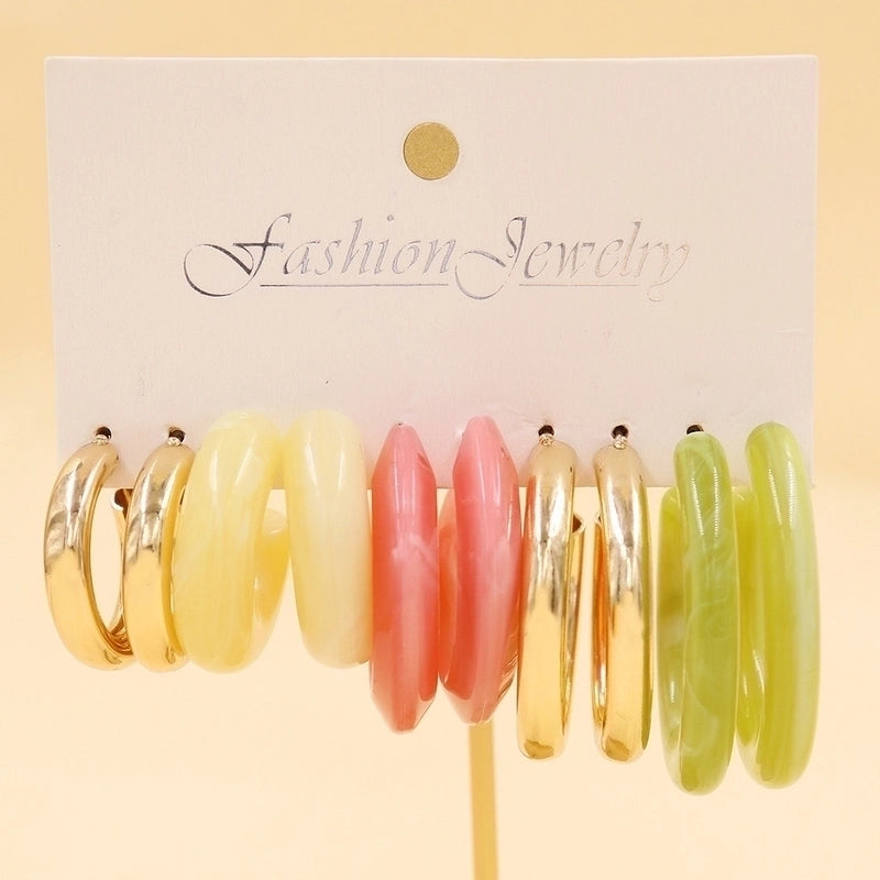 1 Set Minimalist Circle Heart Shape Butterfly Metal Plating Inlay Pearl Women\'s Earrings