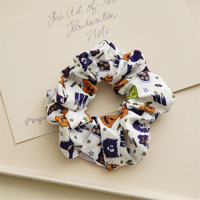 Halloween Funny Women's Skull Satin Handmade Hair Tie