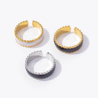 French Style Modern Style Geometric 304 Stainless Steel Polishing Enamel Open Rings