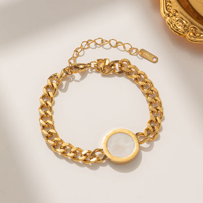 Women Letter Number Geometric Titanium Steel 18K Gold Plated Bracelets