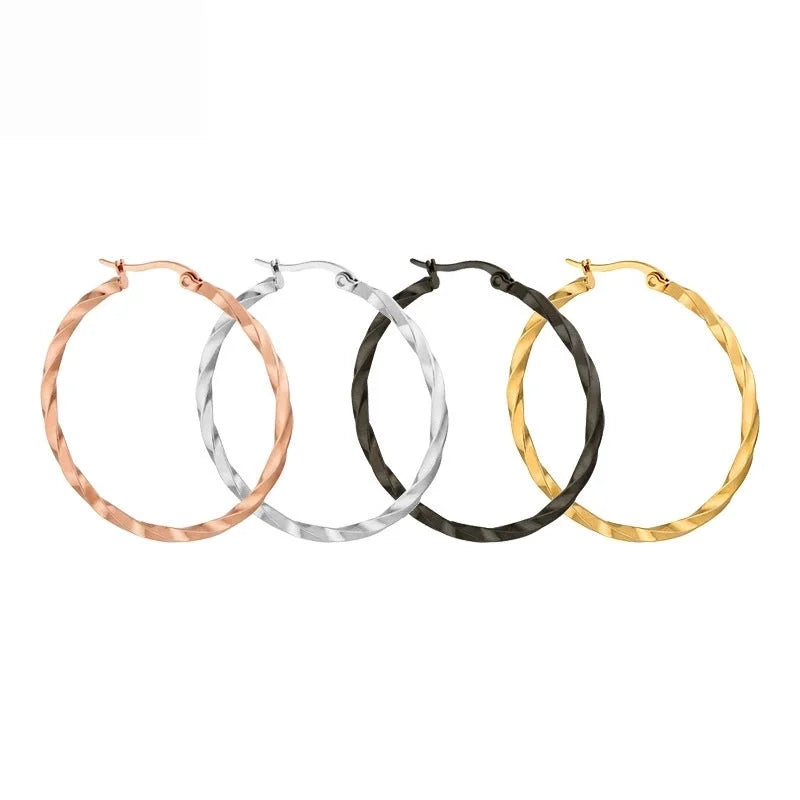 1 Pair Minimalist Commute Geometric Polishing Plating Titanium Steel Earrings