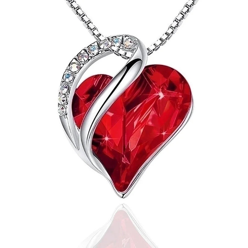 Fashion Heart Shape Artificial Crystal Plating Rhinestones Pendant Necklace 1 Piece
