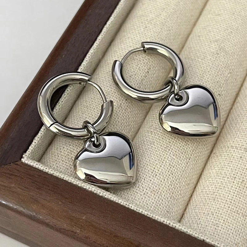 1 Pair Casual Minimalist Heart Shape Plating Titanium Steel 18K Gold Plated Drop Earrings