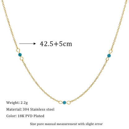 Elegant Geometric 304 Stainless Steel Natural Stone Beaded Chain Cable Chain Pendant Necklace In Bulk