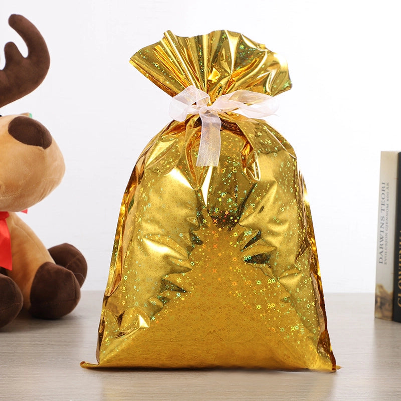 Cross-border New Christmas Gift Bag Santa Claus Drawstring Bag Aluminum Foil Bag Candy Packaging Bag Gift Bag