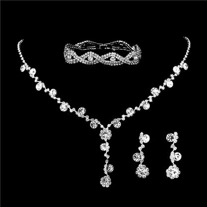 Minimalist Solid Color Rhinestone Inlay Zircon Jewelry Set