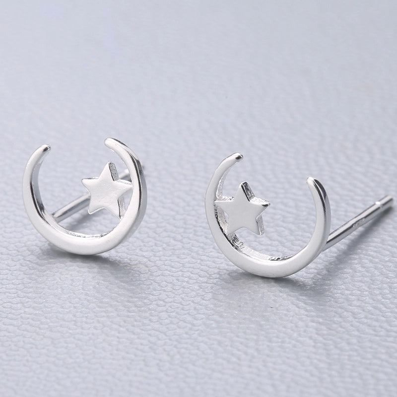 1 Pair Fashion Star Heart Shape Fish Tail Sterling Silver Plating Ear Studs