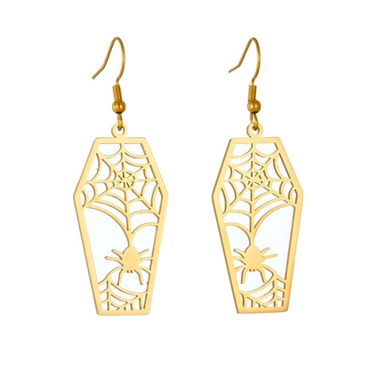1 Pair Halloween Minimalist Spider Spider Web Plating Hollow Out 304 Stainless Steel No Inlaid 18K Gold Plated Drop Earrings