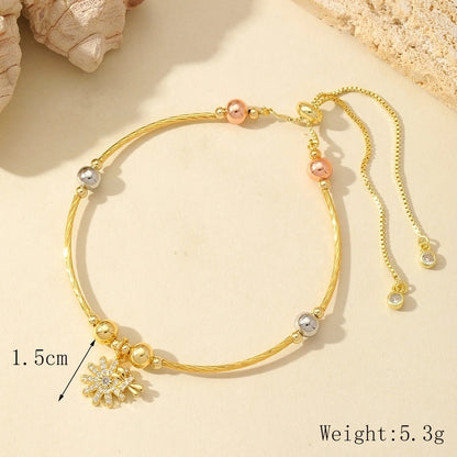 Casual Elegant Commute Moon Heart Shape Butterfly Copper Imitation Pearl Zircon 18K Gold Plated Inlay Bracelets