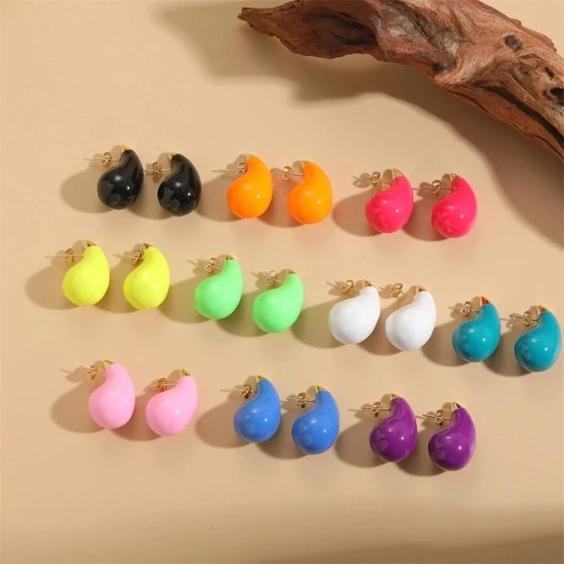 1 Pair Minimalist Water Droplets Epoxy Plating Brass 14k Gold Plated Ear Studs