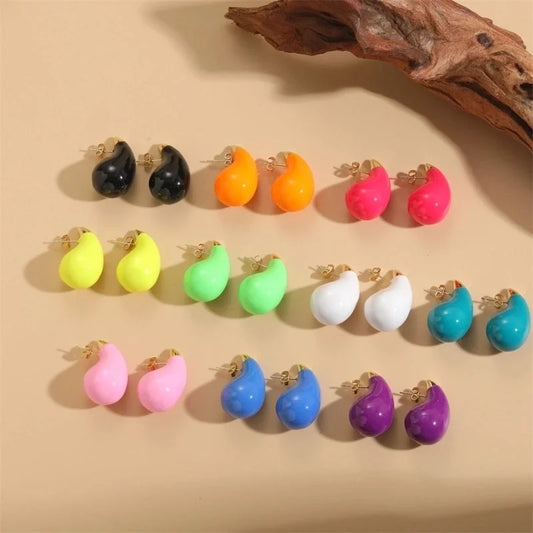 1 Pair Minimalist Water Droplets Epoxy Plating Brass 14k Gold Plated Ear Studs
