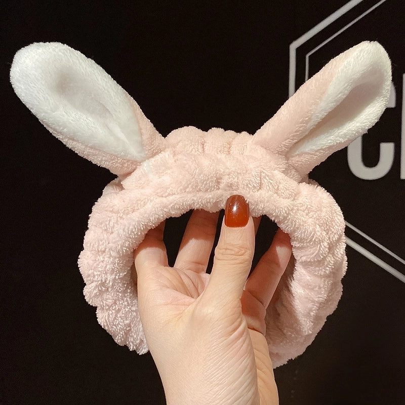 Cat Ears Hair Band Hair Band Korean Plush Internet Celebrity Rabbit Ear Hair Accessories Bow Face Wash Hair Band