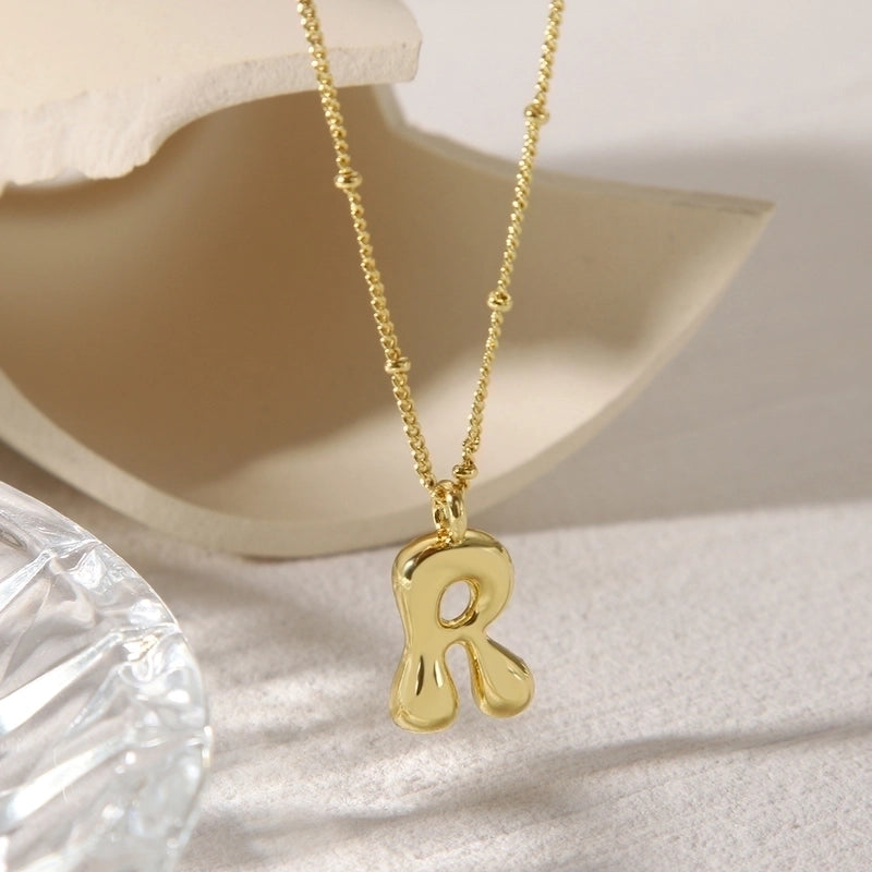 Copper 14K Gold Plated Letter Pendant Necklace