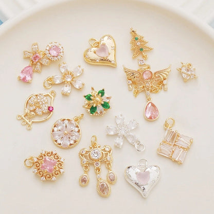 1 Piece Alloy Heart Shape Flower Pendant