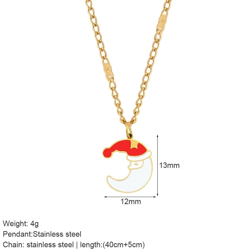 Nordic Style Classic Style Gingerbread Moon 316L Stainless Steel Plating Pendant Necklace