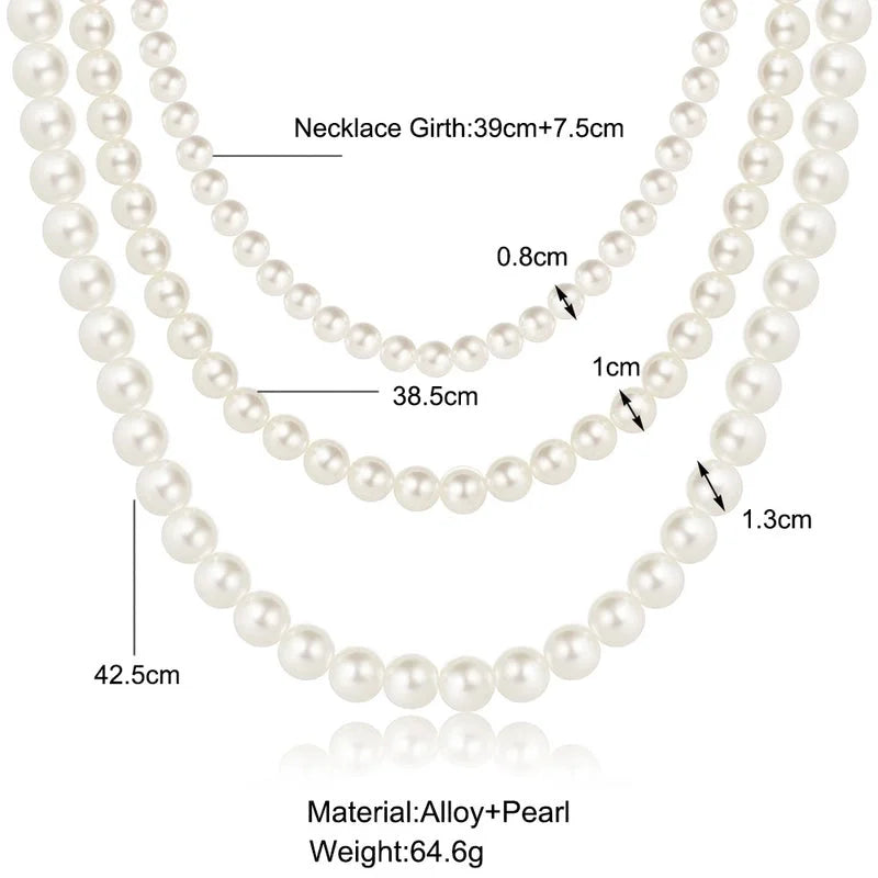 Fashion Round Artificial Pearl Women\'s Necklace 1 Piece