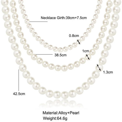 Fashion Round Artificial Pearl Women\'s Necklace 1 Piece