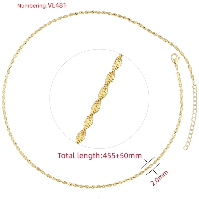 Hip-Hop Minimalist Solid Color Copper 18K Gold Plated Necklace