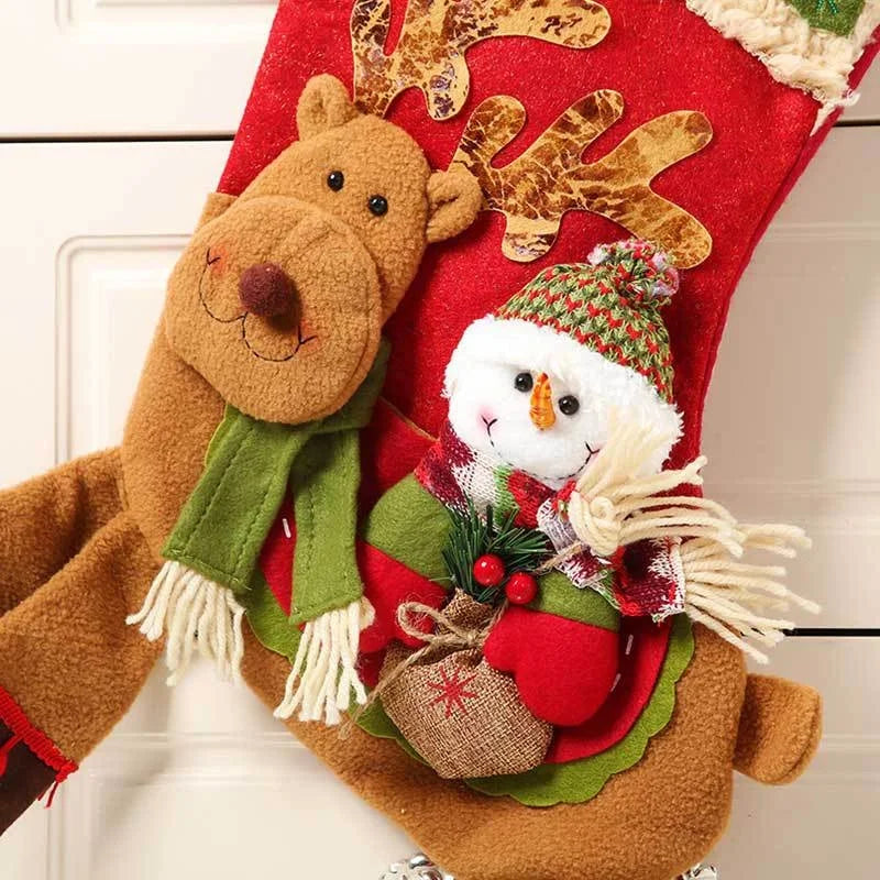 Christmas Decorations Santa Socks Claus Gift Bag Party Layout Snowman Elk Children Gift Socks Pendant
