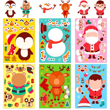 6 Pieces Santa Claus Learning School Christmas PVC Cute Stickers