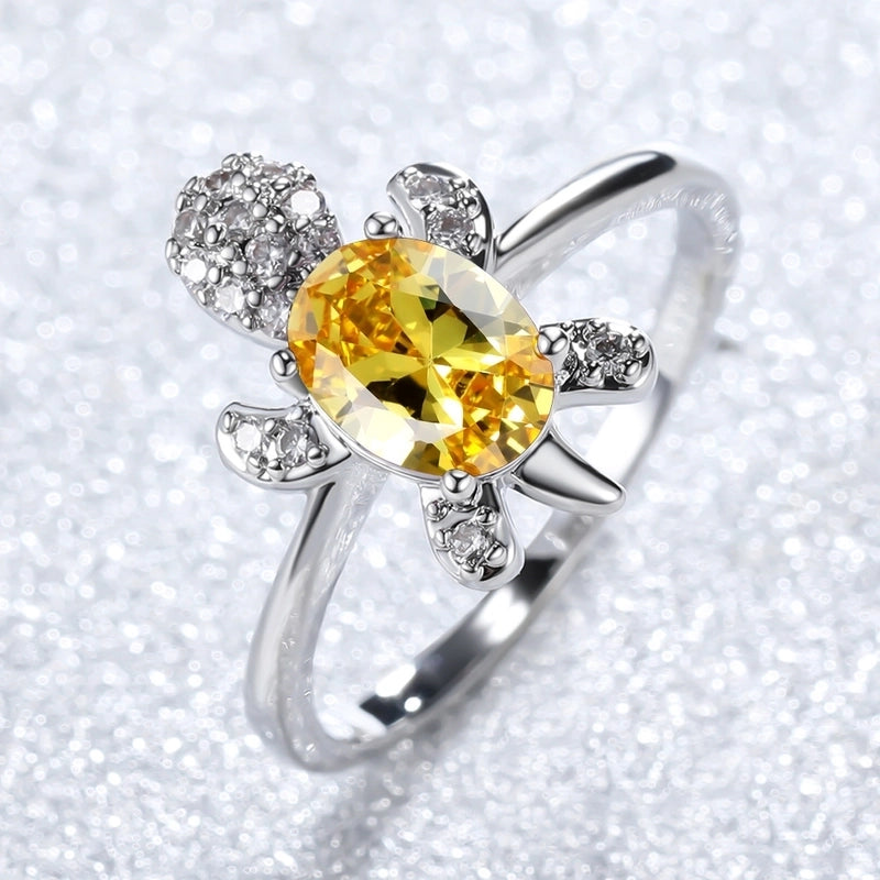 Minimalist Animal Copper Plating Inlay Artificial Gemstones Rings