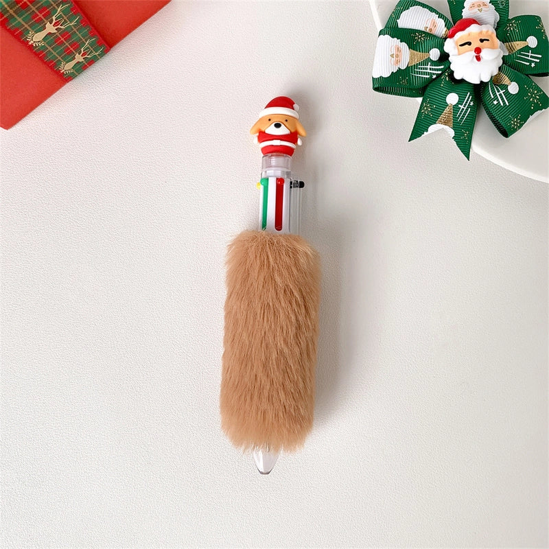 1 Piece Christmas Tree Santa Claus Elk Learning Christmas Plastic Plush Cute Ballpoint Pen