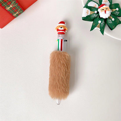 1 Piece Christmas Tree Santa Claus Elk Learning Christmas Plastic Plush Cute Ballpoint Pen