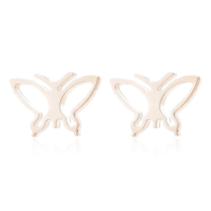 1 Pair Retro Butterfly Plating Hollow Out 304 Stainless Steel 18K Gold Plated Ear Studs