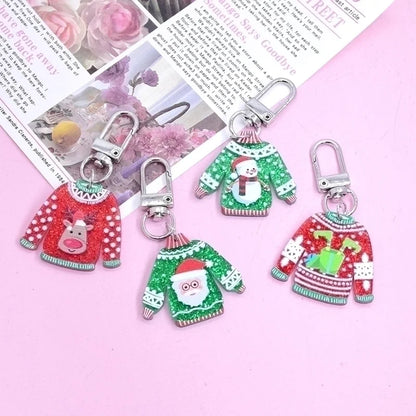 Cute Christmas Vintage Style Santa Claus Arylic Christmas Bag Pendant Keychain