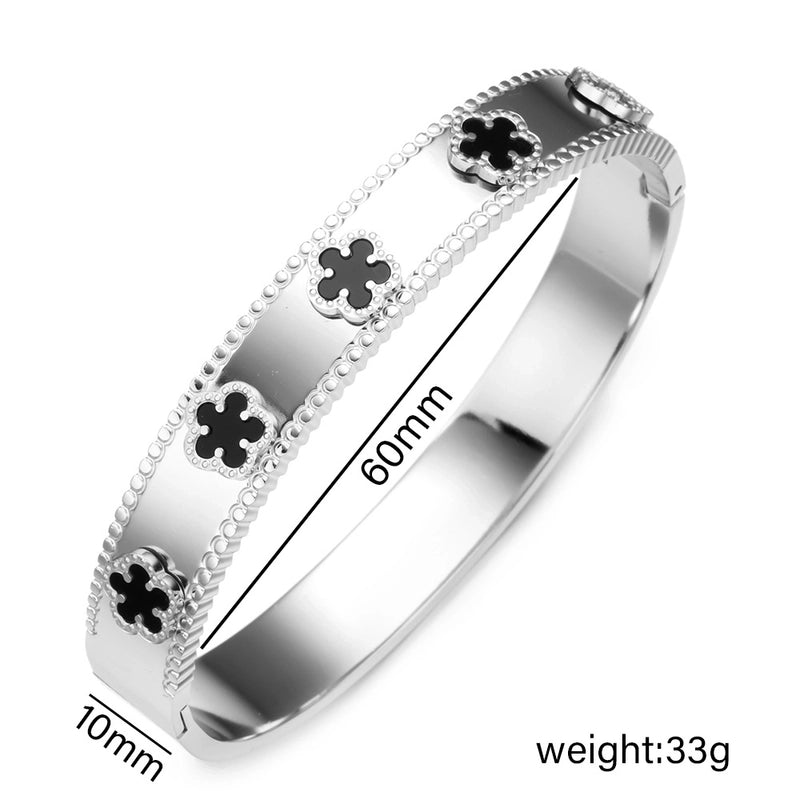 Elegant Letter Heart Shape Flower Titanium Steel Bangle