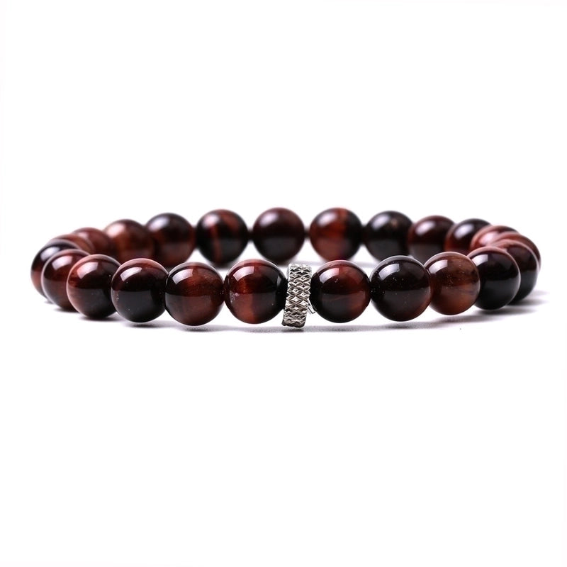 Casual Retro Round Beaded Tiger Eye Bracelets