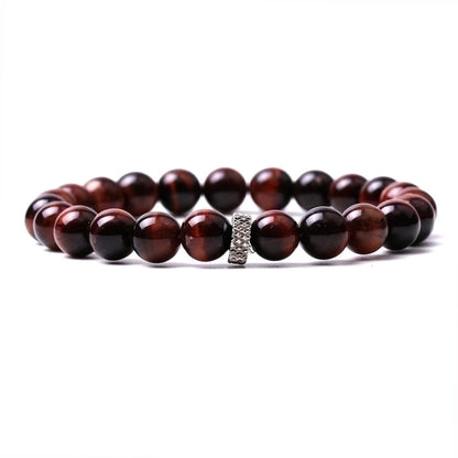 Casual Retro Round Beaded Tiger Eye Bracelets