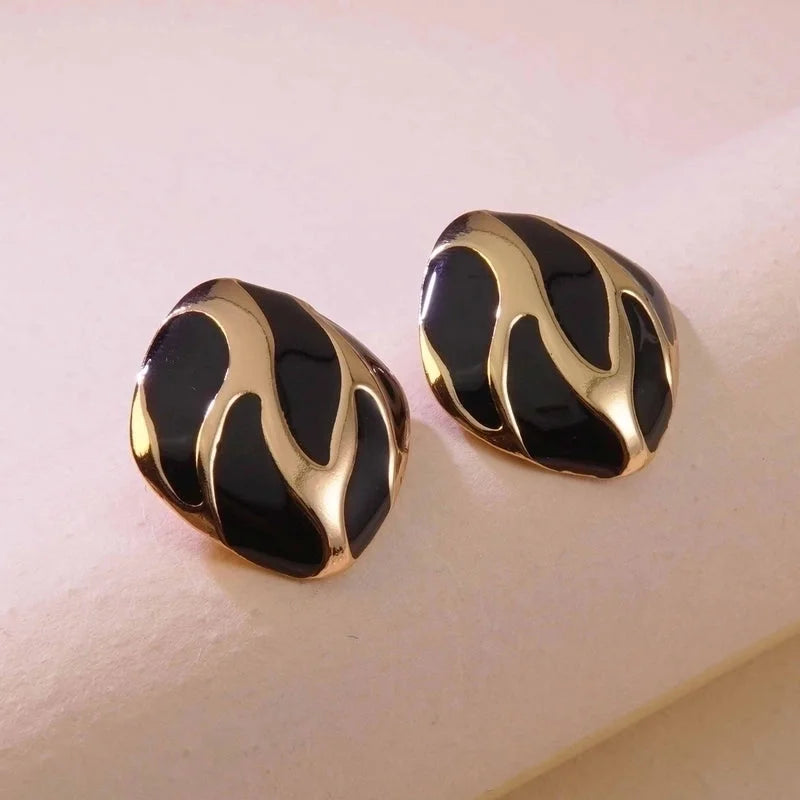 1 Pair Minimalist Commute Geometric 304 Stainless Steel Imitation Gold Ear Studs
