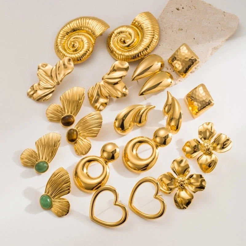 1 Pair Casual Modern Style Minimalist Geometric Heart Shape 304 Stainless Steel 18K Gold Plated Ear Studs