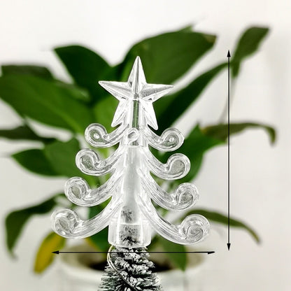 10 Pieces Transparent Round Ball Snowflake Small Five-star Christmas Tree Light String Accessories Five-pointed Star Tree Top Star Christmas Decoration