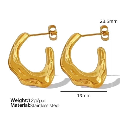 1 Pair Elegant Vintage Style Triangle Croissant Rhombus Pleated 304 Stainless Steel Titanium Steel 18K Gold Plated Ear Studs