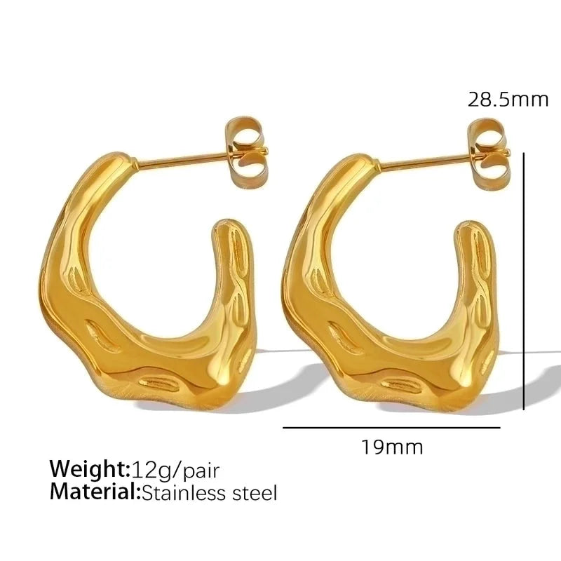 1 Pair Elegant Vintage Style Triangle Croissant Rhombus Pleated 304 Stainless Steel Titanium Steel 18K Gold Plated Ear Studs