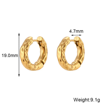 Fashion Round Geometric Stainless Steel 18K Gold Plated Earrings