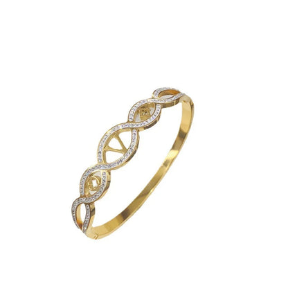 Letter Titanium Steel 18K Gold Plated Bangles