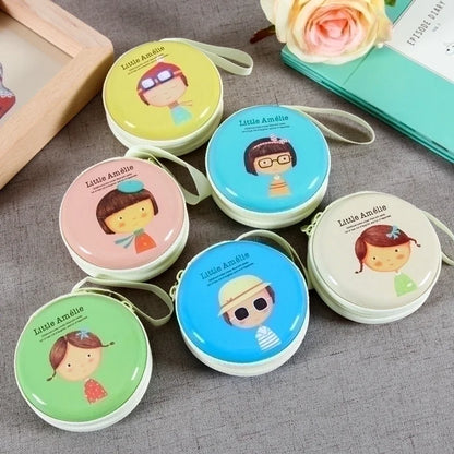 3 Pieces Women'S Cartoon Tinplate Zipper Coin Purses