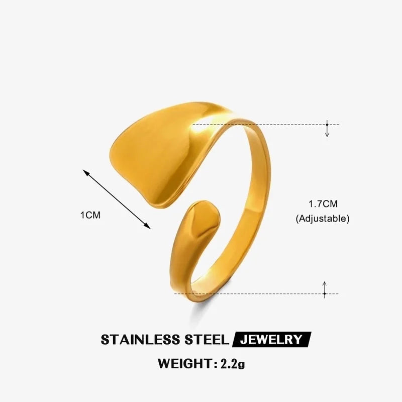 Minimalist IG Style Geometric 304 Stainless Steel 18K Gold Plated Open Rings