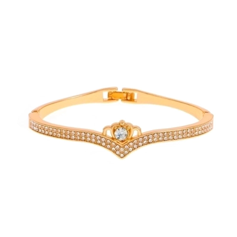 Alloy Gold Plated Silver Plated Fashion Plating Inlay Heart Shape Feather Bow Knot Bangle