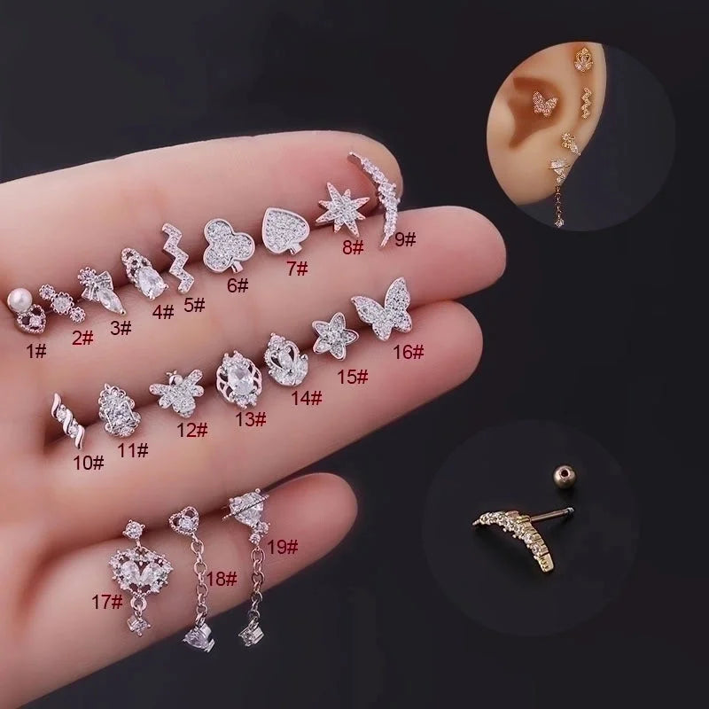 Ear Cartilage Rings & Studs Fashion Geometric 316L Stainless Steel Copper Plating