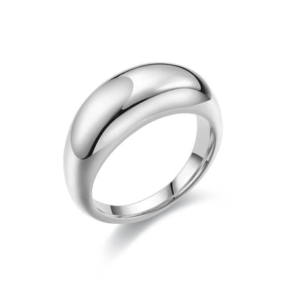 Minimalist Classic Style Solid Color Titanium Steel 18K Gold Plated Polishing Plating Rings