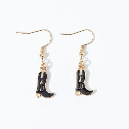 6 Pieces Fashion Style Earrings Western Cowboy Girl Oil Drop Boots Earrings High Heels Earring