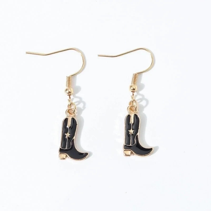6 Pieces Fashion Style Earrings Western Cowboy Girl Oil Drop Boots Earrings High Heels Earring